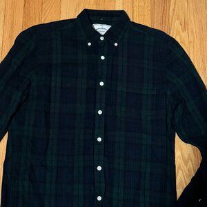 Portuguese Flannel, M, navy and forest green tartan plaid